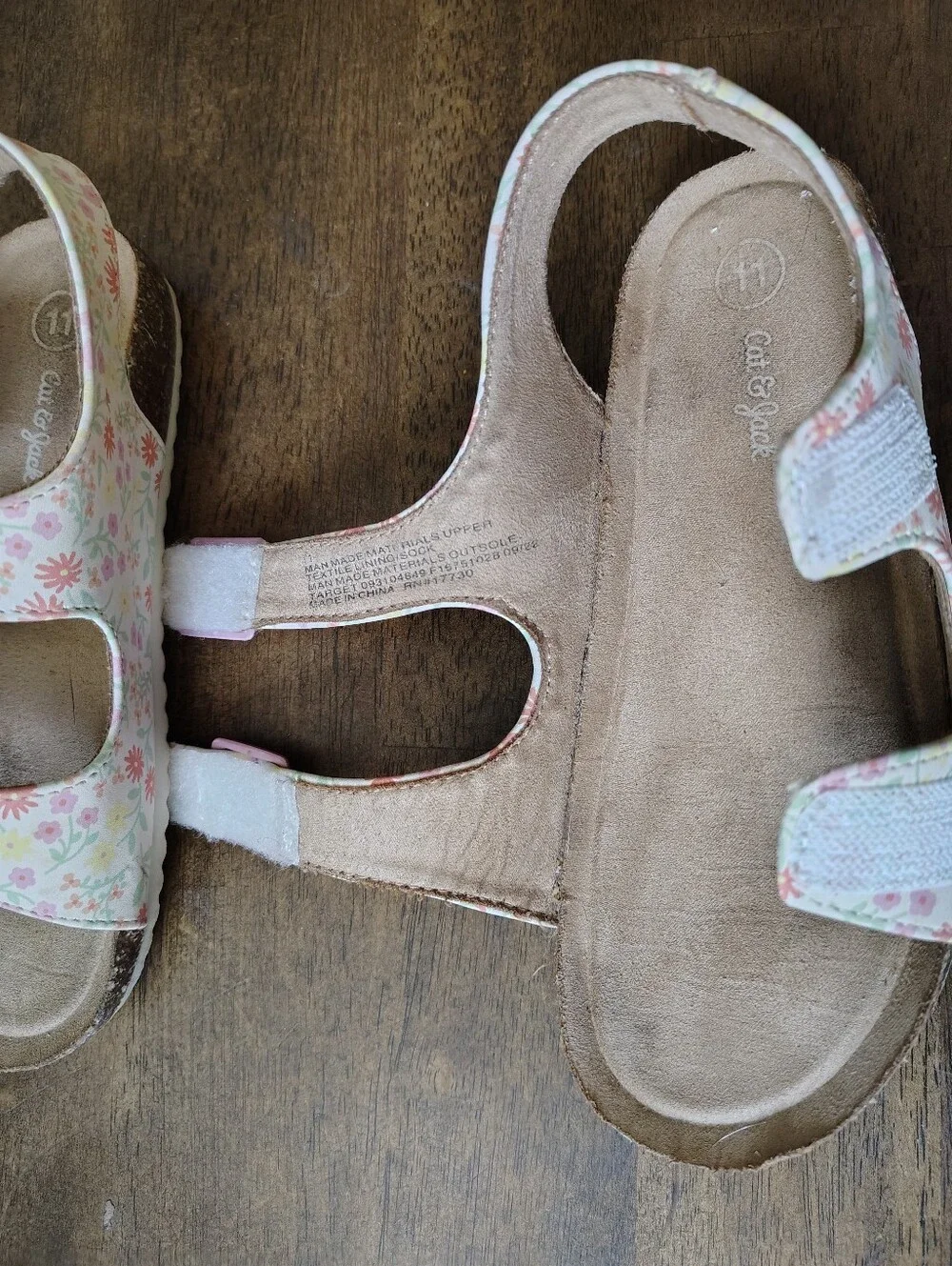 Cat & Jack Reagan Floral Print Footbed Sandals Toddler Girl Size 11